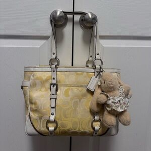 Coach Yellow and White Signature Tote